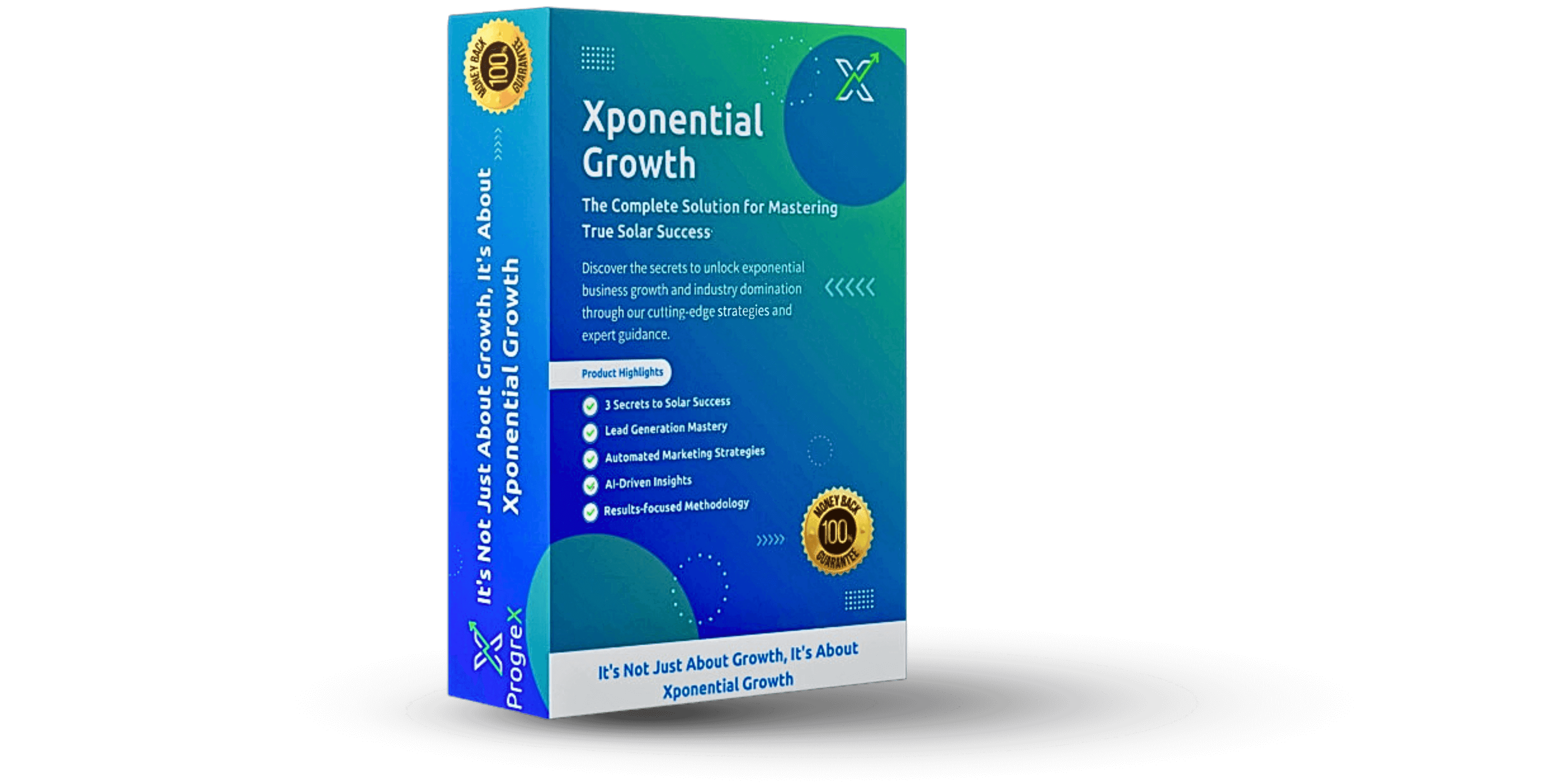 A Ditigal Product Image of ProgreX core product named Xponential Growth which is design to help businesses grow in the online space.