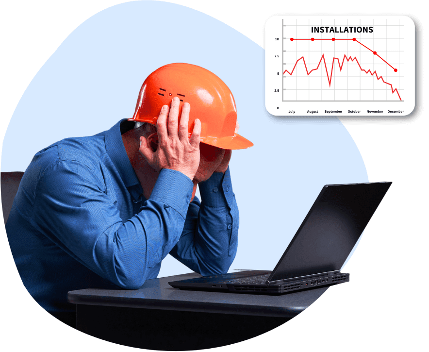 Solar panel installer depressed and stressed because of stagnant and declining revenue due to declining installations.